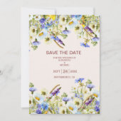 Boho Neutral Watercolor Wildflower Wedding Save T The Date (Voorkant)