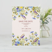 Boho Neutral Watercolor Wildflower Wedding Save T The Date (Staand voorkant)