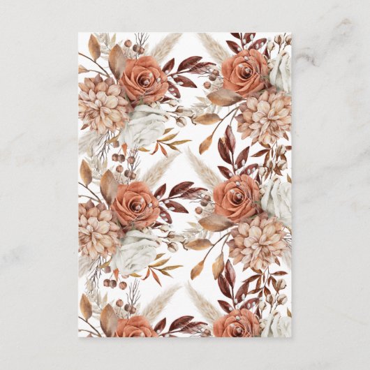 Boho Neutral Waterverf Pampas Trouwgegevens Informatiekaartje (Achterkant)