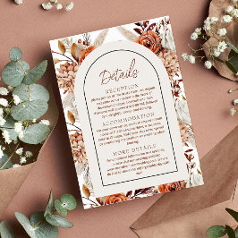 Boho Neutral Waterverf Pampas Trouwgegevens Informatiekaartje