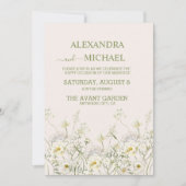 Boho Neutral White Waterverf Wildflower Wedding Kaart (Voorkant)