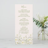 Boho Neutral White Waterverf Wildflower Wedding Menu (Staand voorkant)