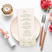 Boho Neutral White Waterverf Wildflower Wedding Menu