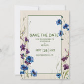 Boho Neutral White Waterverf Wildflower Wedding Save The Date (Voorkant)