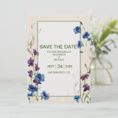 Boho Neutral White Waterverf Wildflower Wedding Save The Date (Staand voorkant)