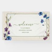 Boho Neutral White Waterverf Wildflower Wedding Spandoek (Horizontaal)