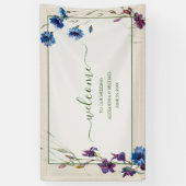 Boho Neutral White Waterverf Wildflower Wedding Spandoek (Verticaal)