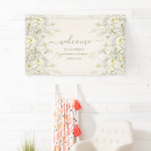 Boho Neutral White Waterverf Wildflower Wedding Spandoek (Insitu)