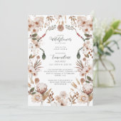 Boho Neutral Wildflower Baby shower Kaart (Staand voorkant)