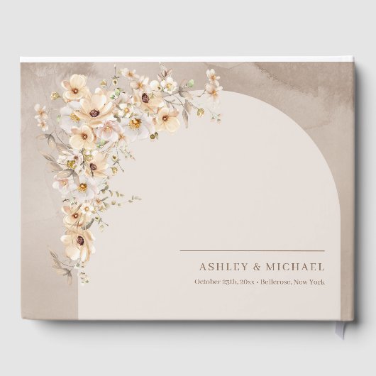 Boho neutral Wildflower Ivory Arch Lijst bruiloft Gastenboek (Achterkant)