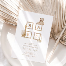 Boho Neutral Wood Block Letters Baby shower