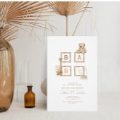 Boho Neutral Wood Block Letters Baby shower Kaart