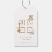 Boho Neutral Wood Block Letters Cadeaulabel (Voorkant)