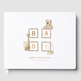 Boho Neutral Wood Block Letters Gastenboek