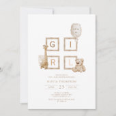 Boho Neutral Wood Block Letters Het is een Girl Sh Kaart (Voorkant)