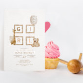 Boho Neutral Wood Block Letters Het is een Girl Sh Kaart