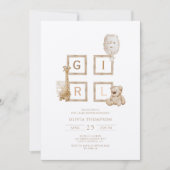 Boho Neutral Wood Block Letters Het is een Girl Sh Kaart (Voorkant)