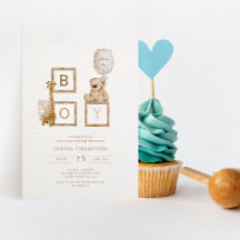 Boho Neutral Wood Block Letters Het is een Jongen