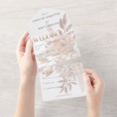 Boho Neutral Zachte Focus Herfst Boeket Geen Diner All In One Uitnodiging (Afscheurbaar)