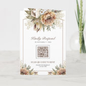 Boho Neutrale Aardse Bloem Taupe QR Code Trouwen (Achterkant)