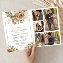 Boho Neutrale Aardse Bloem Taupe QR Code Trouwen