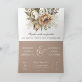 Boho Neutrale Aardse Bloem Taupe QR Code Trouwen (Binnen)