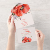 Boho Neutrale Aquarel Papavers Bruiloft All In One Uitnodiging (Afscheurbaar)
