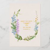 Boho Neutrale Aquarel Wilde Bloemen Bruiloft Folie Uitnodiging (Voorkant)