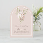 Boho neutrale babyshower uitnodigingsboog kaart (Staand voorkant)