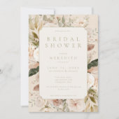 Boho Neutrale Bloemachtige Bruidsfeest Kaart (Voorkant)