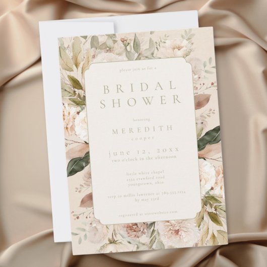 Boho Neutrale Bloemachtige Bruidsfeest Kaart