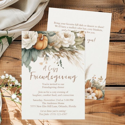 Boho Neutrale Bloemenkurk QR Code Vriendendankdag Kaart