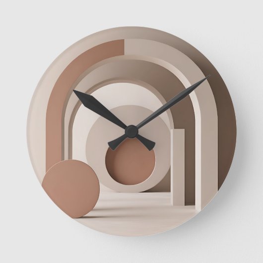 Boho Neutrale Boog Geometrisch Modern Ronde Klok (Voorkant)