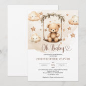 Boho neutrale bruine teddybeer op eucalyptus schom kaart (Voorkant / Achterkant)