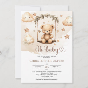 Boho neutrale bruine teddybeer op eucalyptus schom kaart