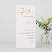 Boho neutrale champagne huwelijksmenu menu (Staand voorkant)