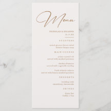 Boho neutrale champagne huwelijksmenu 
