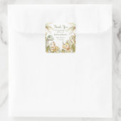 Boho Neutrale Dinosaur Baby Shower Vierkante Sticker (Tas)