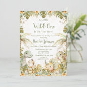 Boho Neutrale Dinosaurus Baby Shower Kaart (Staand voorkant)
