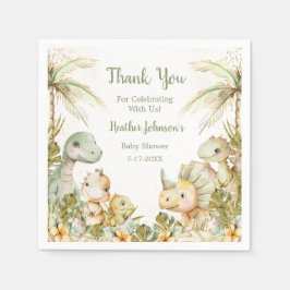 Boho Neutrale Dinosaurus Baby Shower Servet