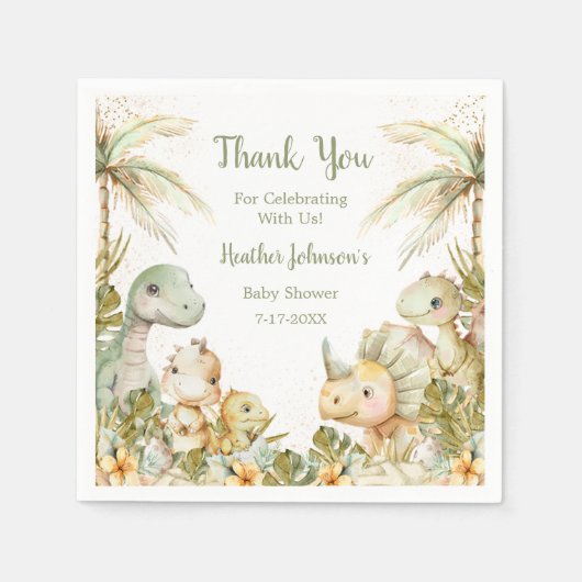 Boho Neutrale Dinosaurus Baby Shower Servet (Voorkant)