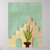 Boho Neutrale en Blauwgroen Abstracte Illustratie  Poster (Voorkant)