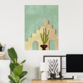 Boho Neutrale en Blauwgroen Abstracte Illustratie  Poster (Thuiskantoor)