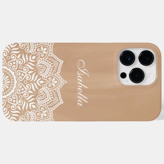 Boho Neutrale en Witte Mandala Aangepaste Naam Case-Mate iPhone Case (Achterkant (horizontaal))