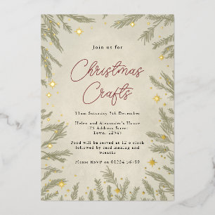 Boho neutrale kerst ambachten folie uitnodiging