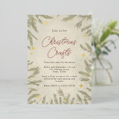 Boho neutrale kerst ambachten folie uitnodiging (Staand Voorkant)