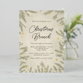 Boho neutrale Kerstmis Brunch Folie Uitnodiging (Staand Voorkant)