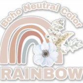 Boho neutrale kleur bloemrijke regenboog klassieke sticker (Voorkant)