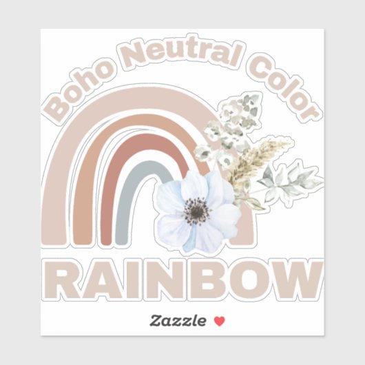 Boho Neutrale Kleur Floral Rainbow Classic Sticker (Vel)
