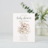 Boho Neutrale Koala Baby Shower Briefkaart (Staand voorkant)